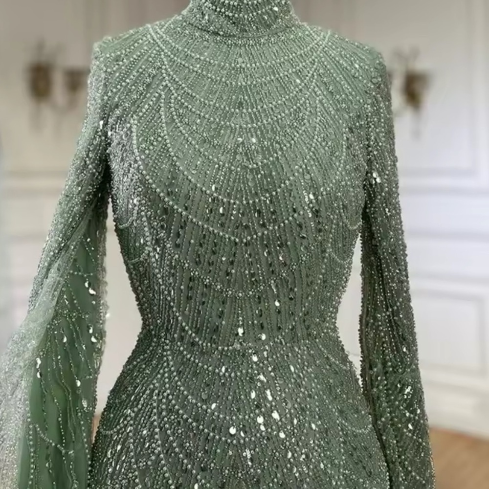 Sage green Modest Dress for Wedding Guest or Bridesmaids